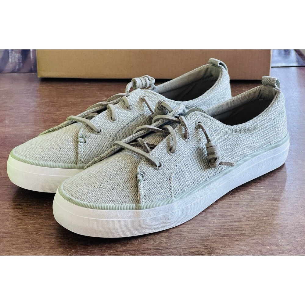 Women’s Size 8 Sperry Crest Vibe Baja Green STS88461 Canvas Sneakers